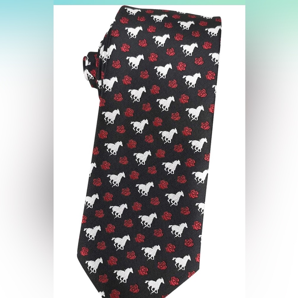Black and Red Horse Pattern Tie